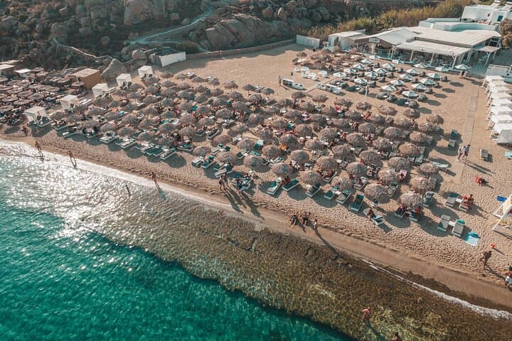 Super Paradise Beach Mykonos Seaside Sunbed (5th, 6th & 7th row)
