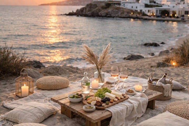 Sunset Picnic Experience in Mykonos with Wine and Views